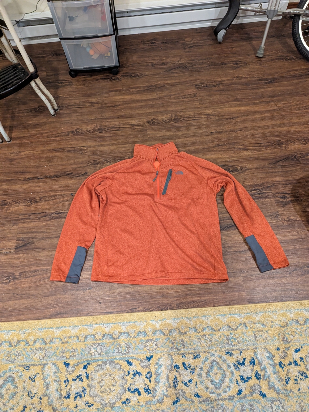 The North Face Orange Quarter-Zip Performance Pullover with Gray Accents